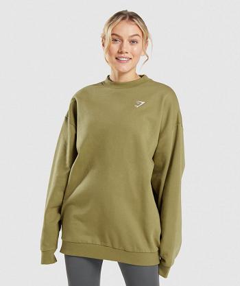 Correr Con Capucha Gymshark Entrenamiento Oversized Sweatshirt Mujer Verde | CO 2613WNB